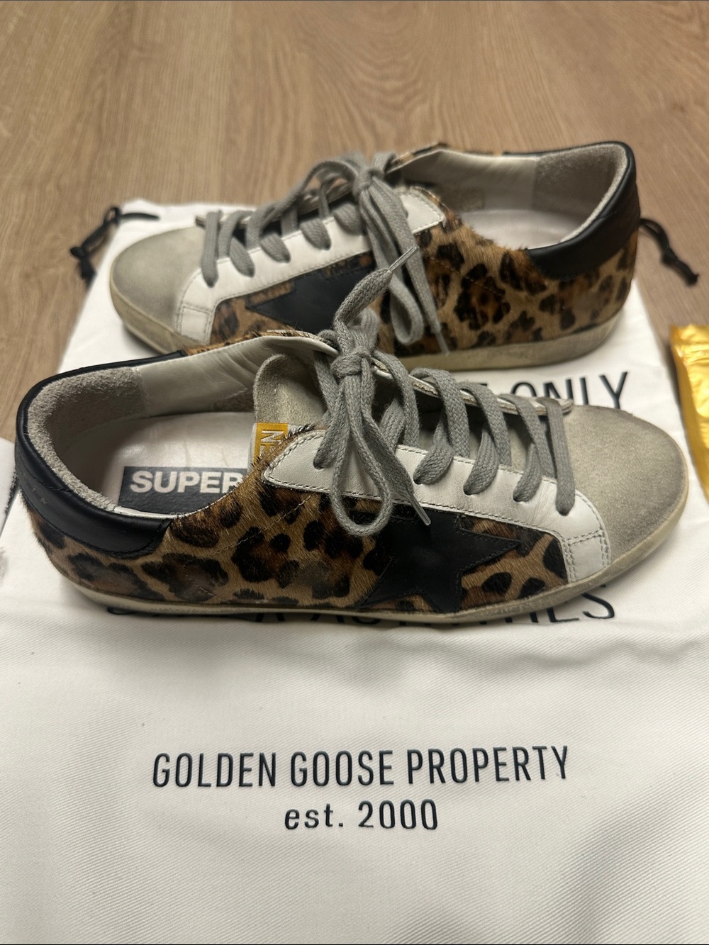Golden Goose Leopard Panel Superstar Sneakers - Brown/Black/Gray